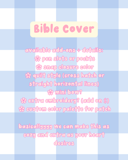 Handmade Custom Bible Sleeve / Cover, Quilted and Embroidered Order