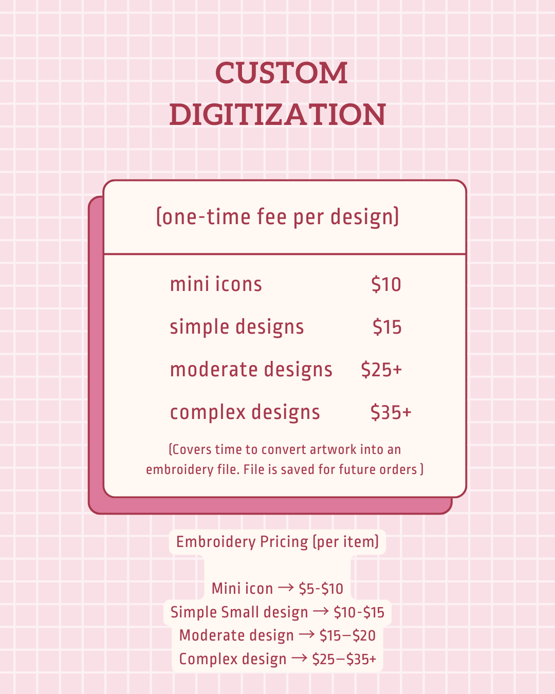 Embroidery Digitizing Request Form / Logos, Designs and more