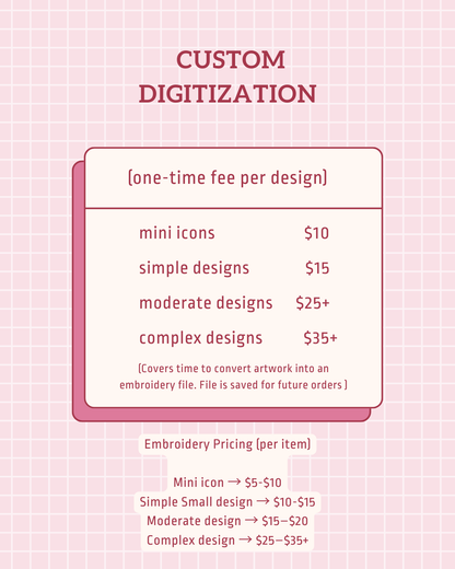 Embroidery Digitizing Request Form / Logos, Designs and more
