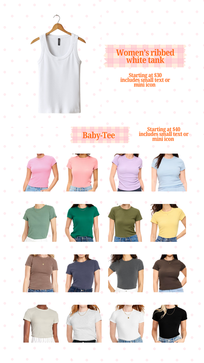 Custom Embroidered Baby Tees and Ribbed Tanks